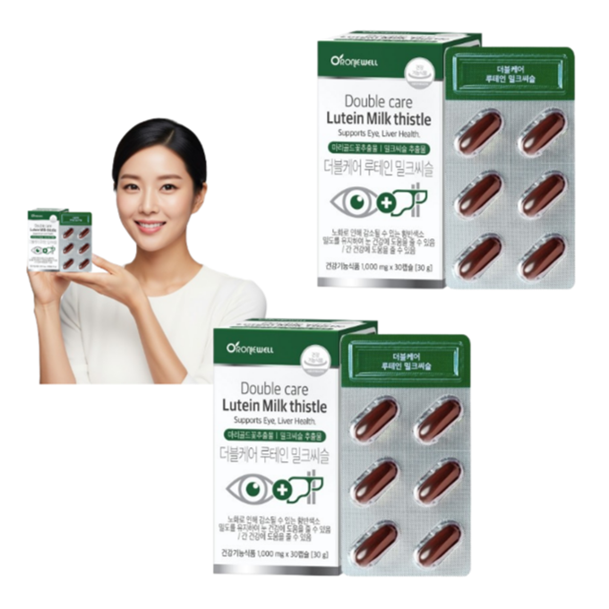[로니웰] 로니웰 더블케어 루테인 밀크씨슬 1,000mg 30캡슐 x 2개 눈건강 간건강