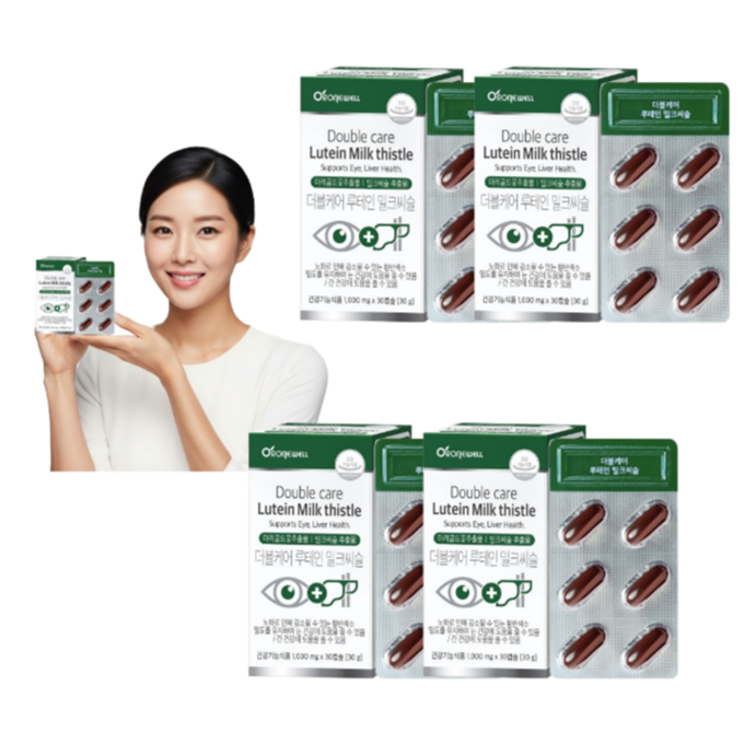 [로니웰] 로니웰 더블케어 루테인 밀크씨슬 1,000mg 30캡슐 x 4개 밀크시슬