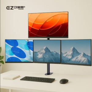 쿼드 모니터암 4대 모니터 거치대 스탠드 27인치 32인치 주식 CCTV 모니터링