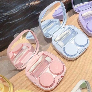 심플 휴대용 미니 렌즈케이스 세트 콘택트 원데이 써클 컬러 렌즈 집게 세척 보관 통 여행용