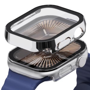 애플워치 풀커버 케이스 플랫 1+1 애플워치 11 10, 42mm, 투명+실버