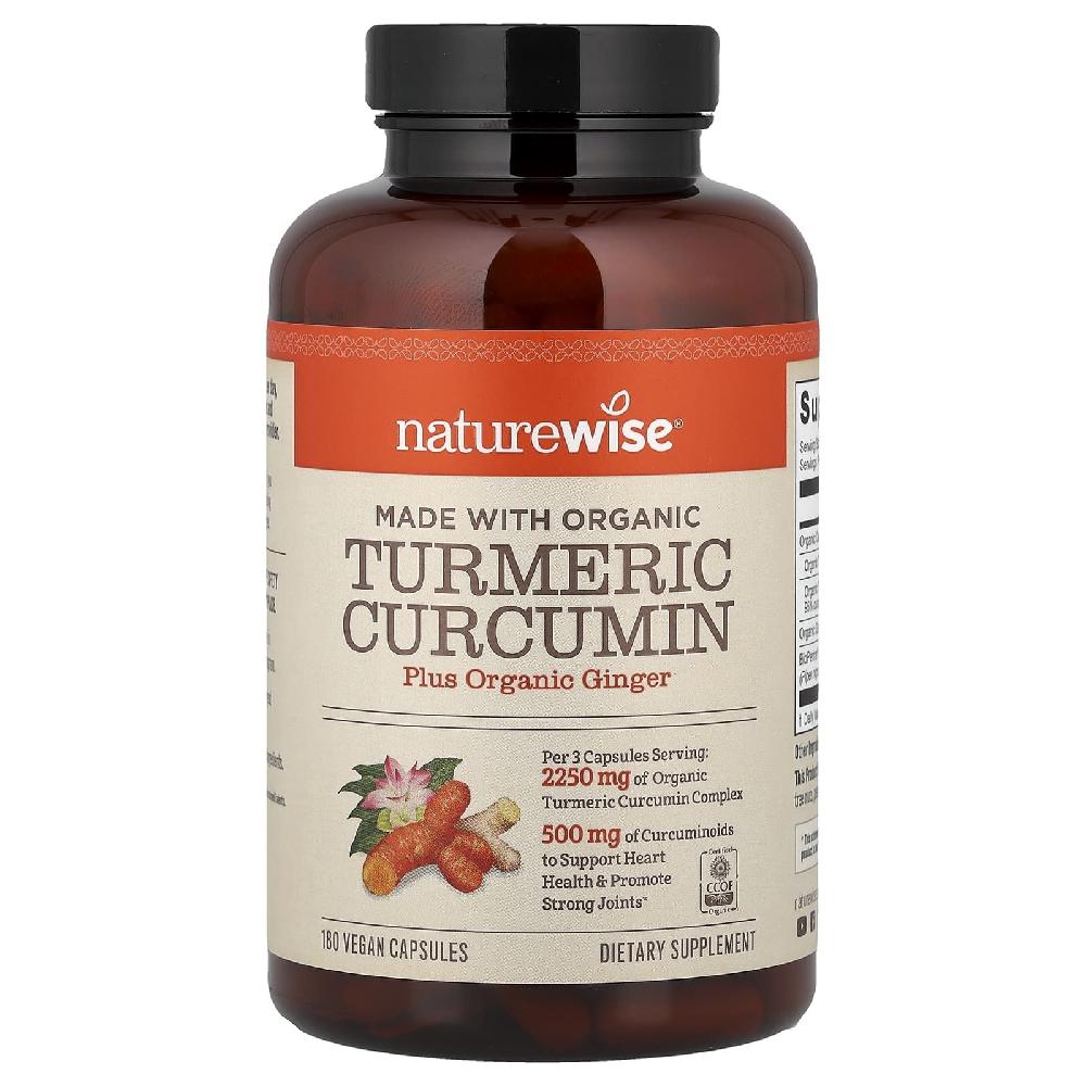 <b>네이처와이즈</b> 강황 커큐민 Turmeric Curcumin 튜메릭 터메릭 캡슐 180정