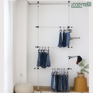 코지템 베이직 기둥식 짧은 옷 행거 3단 유아 어린이 옷보관