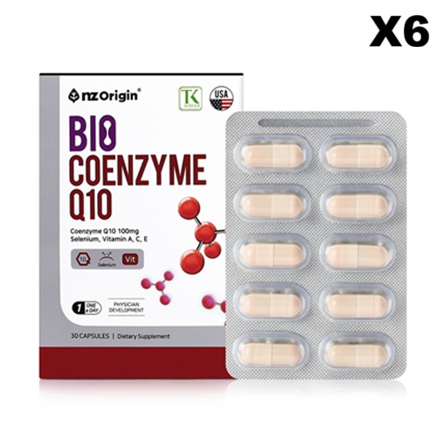 엔젯오리진 바이오 코엔자임 Q10 750mg 고순도 큐텐 98% 30캡슐, 6개