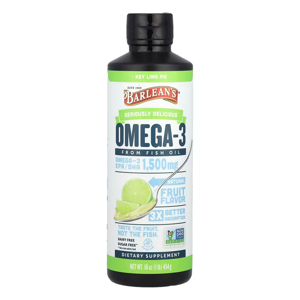 바를린즈 시리어슬리 딜리셔스 <b>오메가3</b> 프롬 <b>피쉬오일</b> 키 라임 파이 16온스 454g
