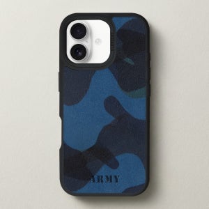 케이스어스 이탈리아 카모 가죽 맥세이프 각인 커스텀 케이스 블루, 아이폰17