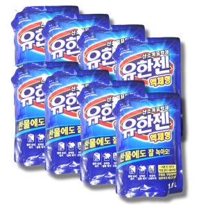 유한양행 유한젠 산소계 표백제 액체형 1.5L, 8개