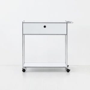 미드센츄리 이동식 서랍장 철제 선반 수납 서랍장 870x400x860mm, 2단, 퓨어화이트