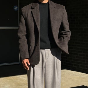 남자 블레이저 오버핏 울 겨울 하객룩 정장 자켓 마이