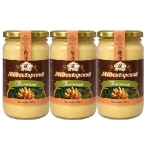 시베리아 타이가꿀 러시아 알타이 토종 야생화 숙성 수입 자연산 천연 벌꿀 500g, 3개