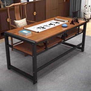 서예 책상 전통 필사 작업 서안 서예용 평상 데스크 120x60x80cm 오크 + 블랙