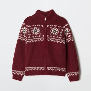 스파오 눈꽃 노르딕 집업 카디건 SPCKG11G90