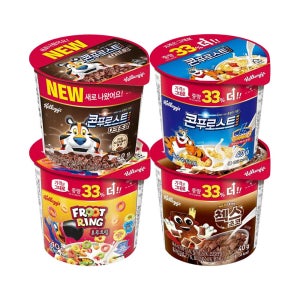 켈로그 컵시리얼 40g 4종 혼합 12개 콘푸로스트 다크초코 후르트링 첵스초코