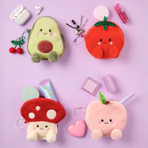 팜팔스 플러시 파우치 4종 레드버섯 토마토 복숭아 아보카도 인형 화장품 생리대 파우치