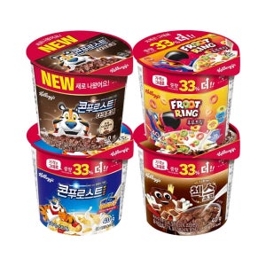 켈로그 컵시리얼 40g 4종 혼합 18개 콘푸로스트 다크초코 후르트링 첵스초코