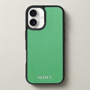 케이스어스 프랑스 미조레 가죽 맥세이프 각인 커스텀 케이스 민트, 아이폰16