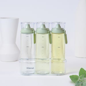 시노글라스 오일병 간장병 유리 양념통 소금병 투명트레이 네임택 세트 300ml 3p