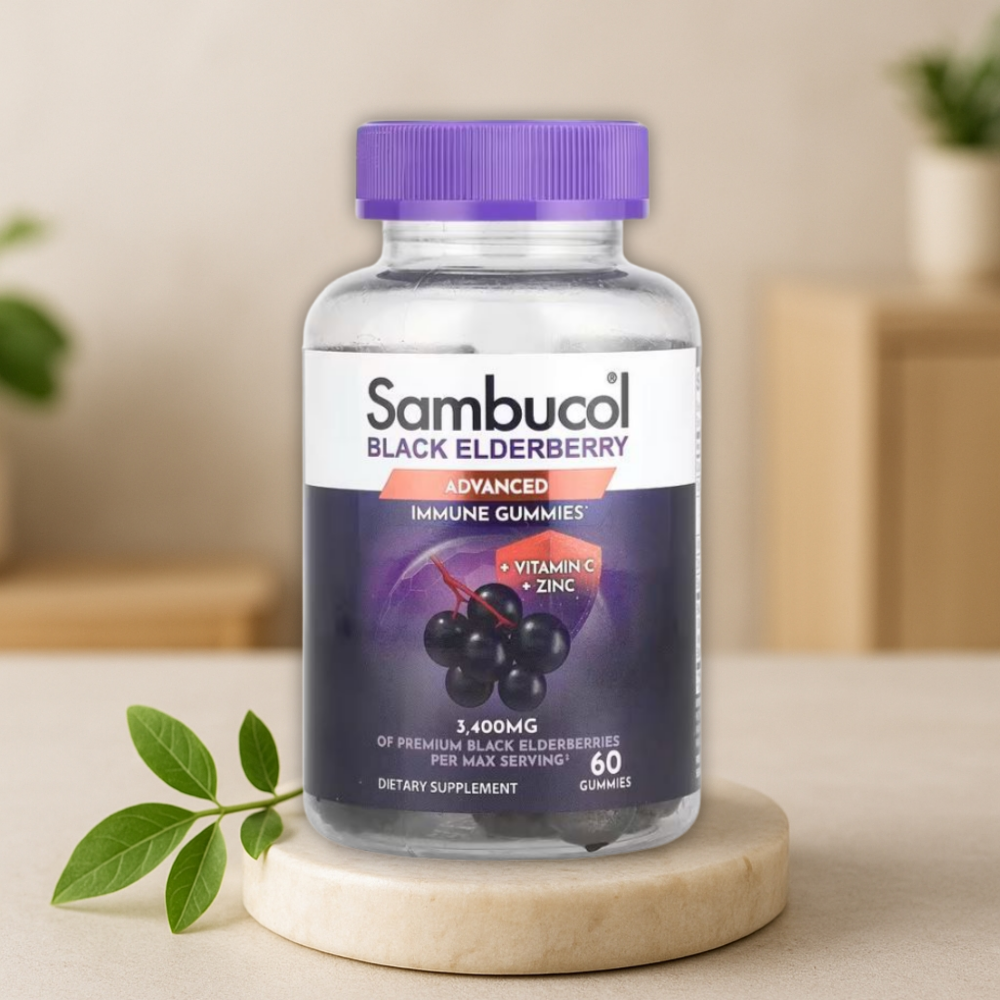 삼부콜 <b>블랙 엘더베리 어드밴스드 이뮨</b> 비타민 C 아연 60구미, 1개
