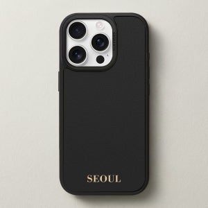 케이스어스 프랑스 미조레 가죽 맥세이프 각인 커스텀 케이스 네로블랙, 아이폰15 프로 맥스