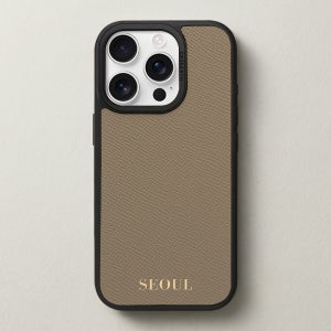 케이스어스 독일 노블레사 가죽 맥세이프 각인 커스텀 케이스 라이트그레이, 아이폰15 프로