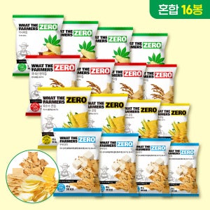 왓더파머스 제로 저당 건강간식 혼합 세트 카사바(미니),현미,옥수수,두부, 25g, 16개