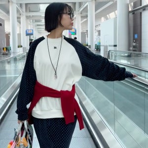 MERCI-2786 퐁퐁 도트 나그랑 벨로아 맨투맨 티셔츠 [2color]