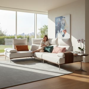 리안 애들린 스윙 코모도 패브릭 소파 스툴미포함, 아이보리, 6인용