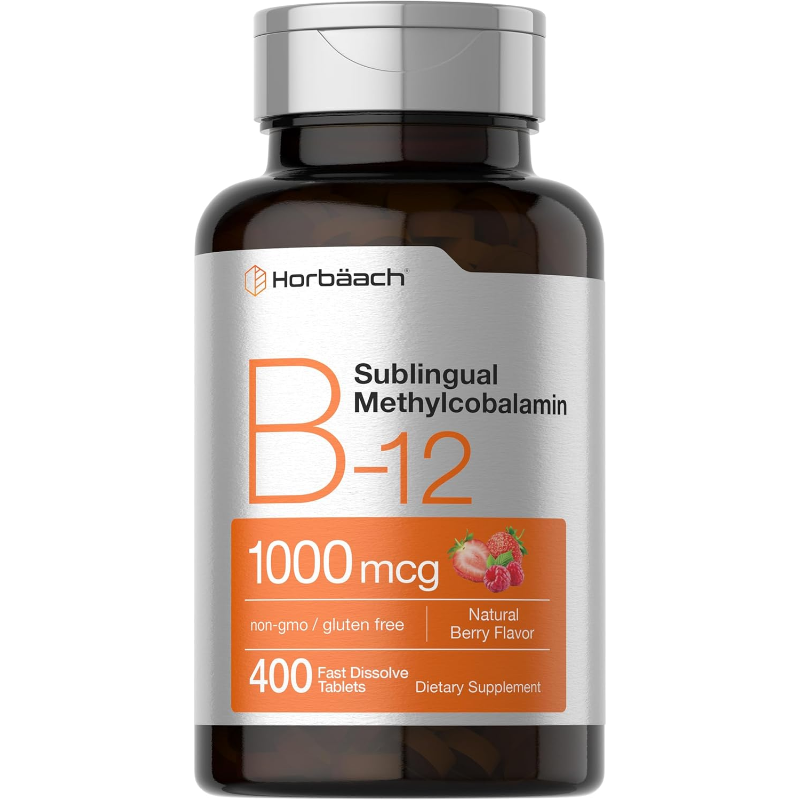 비건 메틸코발라민 B12 <b>비타민</b> 1000<b>mcg</b> 400알 내추럴베리맛 Horbaach