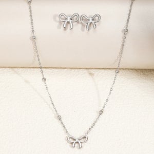 써지컬 리본 볼 체인 목걸이 귀걸이 세트