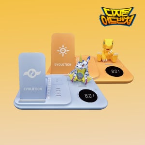 디지몬 어드벤처 5in1 고속 무선충전기 무선충전패드 아구몬 파피몬