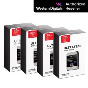 공식인증점 WD ULTRASTAR HC555 패키지 20TB 4팩 WUH722020CLE6L4 SATA3/7200RPM/512MB