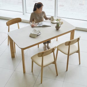 루네뜨 4인용 세라믹식탁 N1 포세린 원목 식탁 1400 의자4 포함