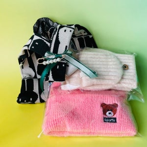 곰돌이 니트모자 플립온장갑 선물포장