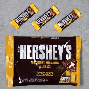 허쉬 밀크 아몬드 초콜릿 미니사이즈 165g 개별포장 미니 초콜릿바 간식