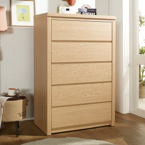 가구일상 광폭 대형 깊은 서랍장 900, 5단, 오크