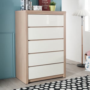 가구일상 광폭 대형 깊은 서랍장 900, 5단, 매플화이트