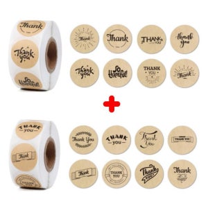 2롤세트 땡큐 감사 크라프트 스티커 1000pcs 다꾸 S370