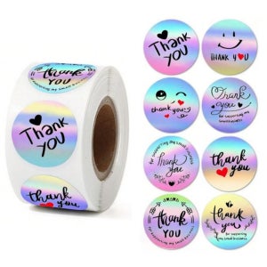 8종 홀로그램 유광 땡큐 감사 레이저 스티커