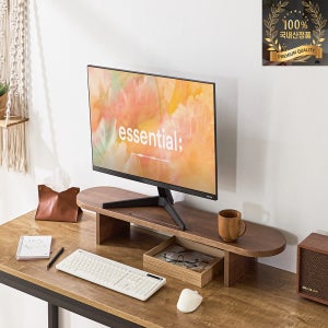 무배당일출고[국내생산]우트리 피코 듀얼모니터받침대 블랙체리1000 라운드 다용도인테리어선반