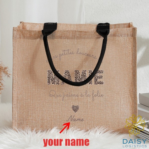 이름이 새겨진 플로럴 보헤미안 레오파드 <b>마미 하트</b> 리본 패턴 토트백 쇼핑백 딸 의 날