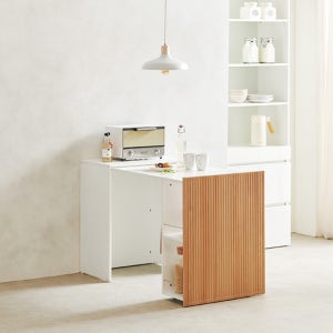 템바보드 확장형식탁 접이식 2인용 원룸 슬라이딩 수납 식탁테이블 1200mm, 오크