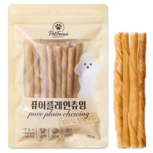 [오늘출발상품] 펫포커스 강아지 껌 오래먹는 개껌 치석제거 덴탈껌 한우우피껌 퓨어플레인츄잉, 70g, 3개