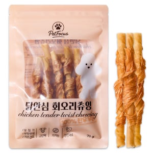 [오늘출발상품] 펫포커스 강아지 껌 오래먹는 개껌 치석제거 덴탈껌 한우우피껌 닭안심회오리츄잉, 70g, 3개