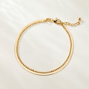 14K 18K 2mm 실키 뱀줄 볼 체인 팔찌 / 레이어드 심플 두줄 스네이크 금팔찌