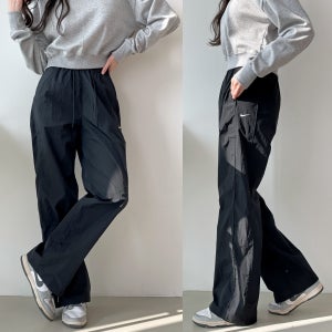 나이키 우븐 하이웨스트 와이드 팬츠 오픈헴 트레이닝 바지 러닝복 츄리닝