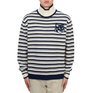 메종키츠네 폭스헤드 스트라이프 남성 터틀넥 니트 NM00803KM0329 B481