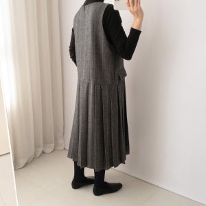 울 뷔스티에 정장 플리츠 겨울하객룩 모직 원피스