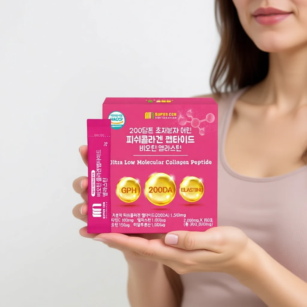 슈퍼쎈 200달톤 초저분자 어린 <b>피쉬콜라겐</b> 펩타이드 비오틴 엘라스틴 180포 1개