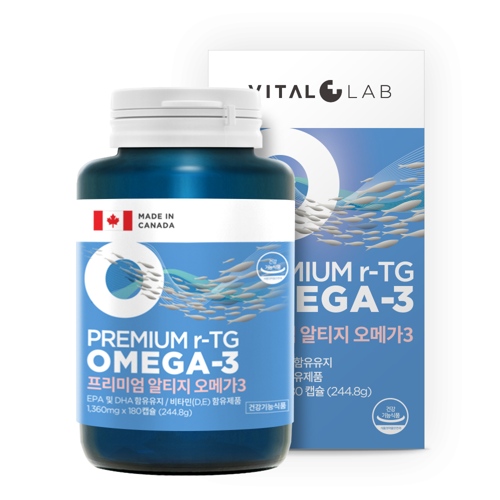 <b>바이탈랩</b> 프리미엄 rTG 오메가3 <b>비타민D</b> 180캡슐 6개월분