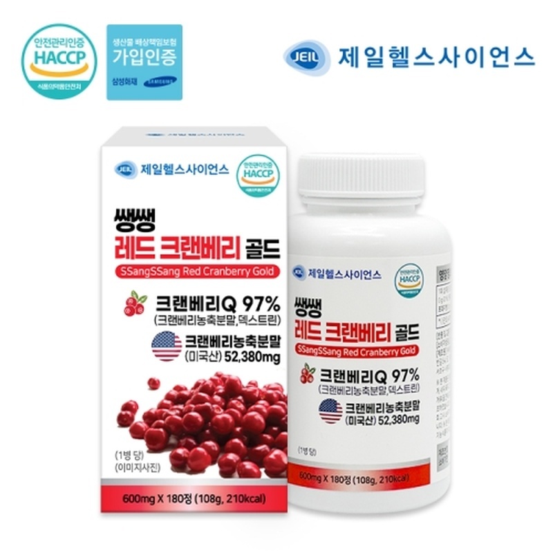 <b>제일헬스사이언스</b> 쌩쌩 레드 크랜베리 골드 600mgX180정